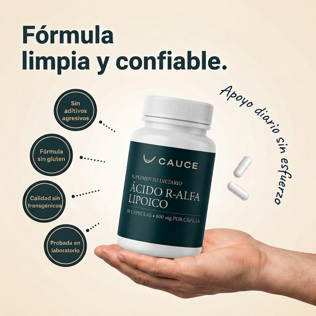 Ácido R-alfa lipoico — Cápsulas de 600 mg en forma R pura